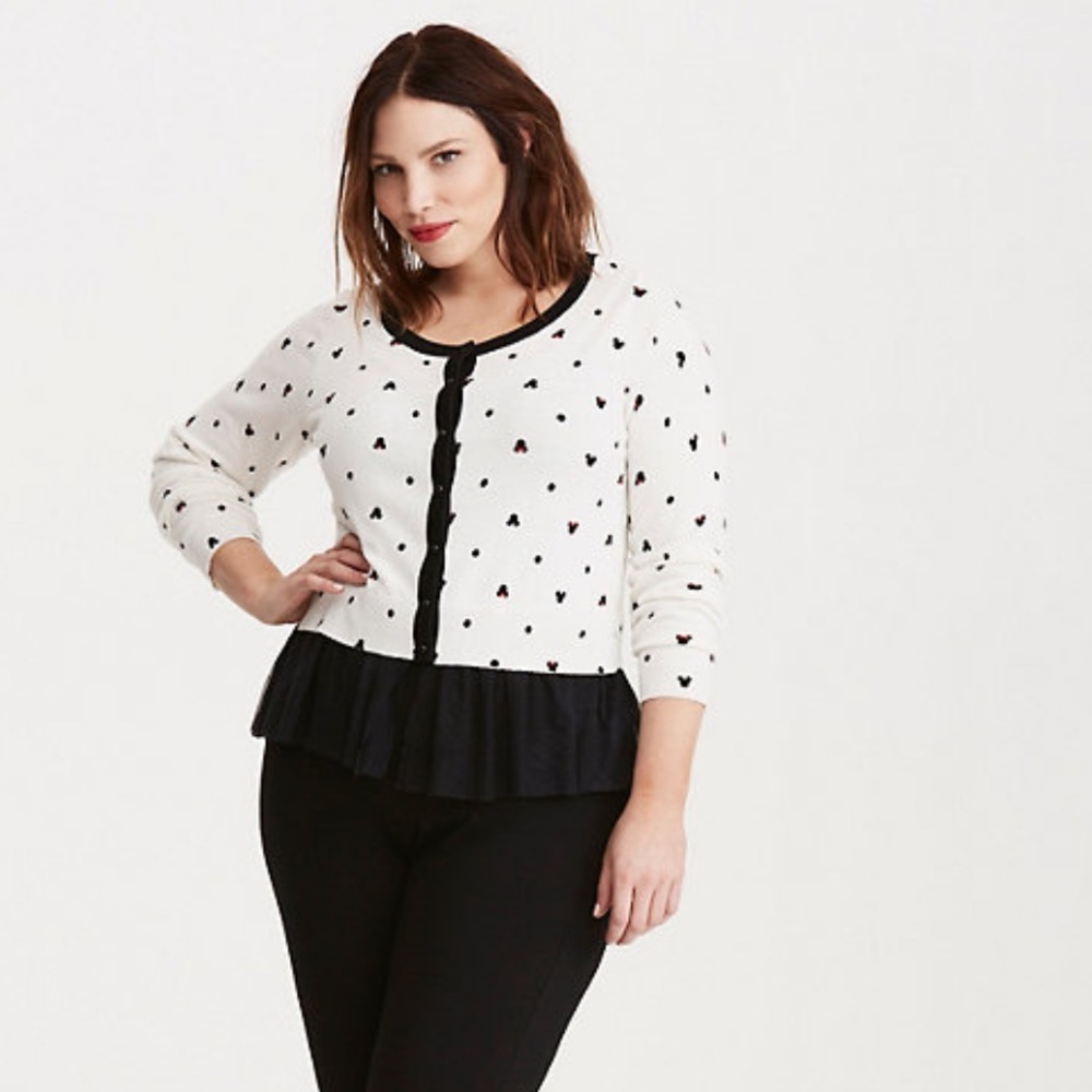 Torrid Mickey & Minnie Print Mesh Trim Cardigan